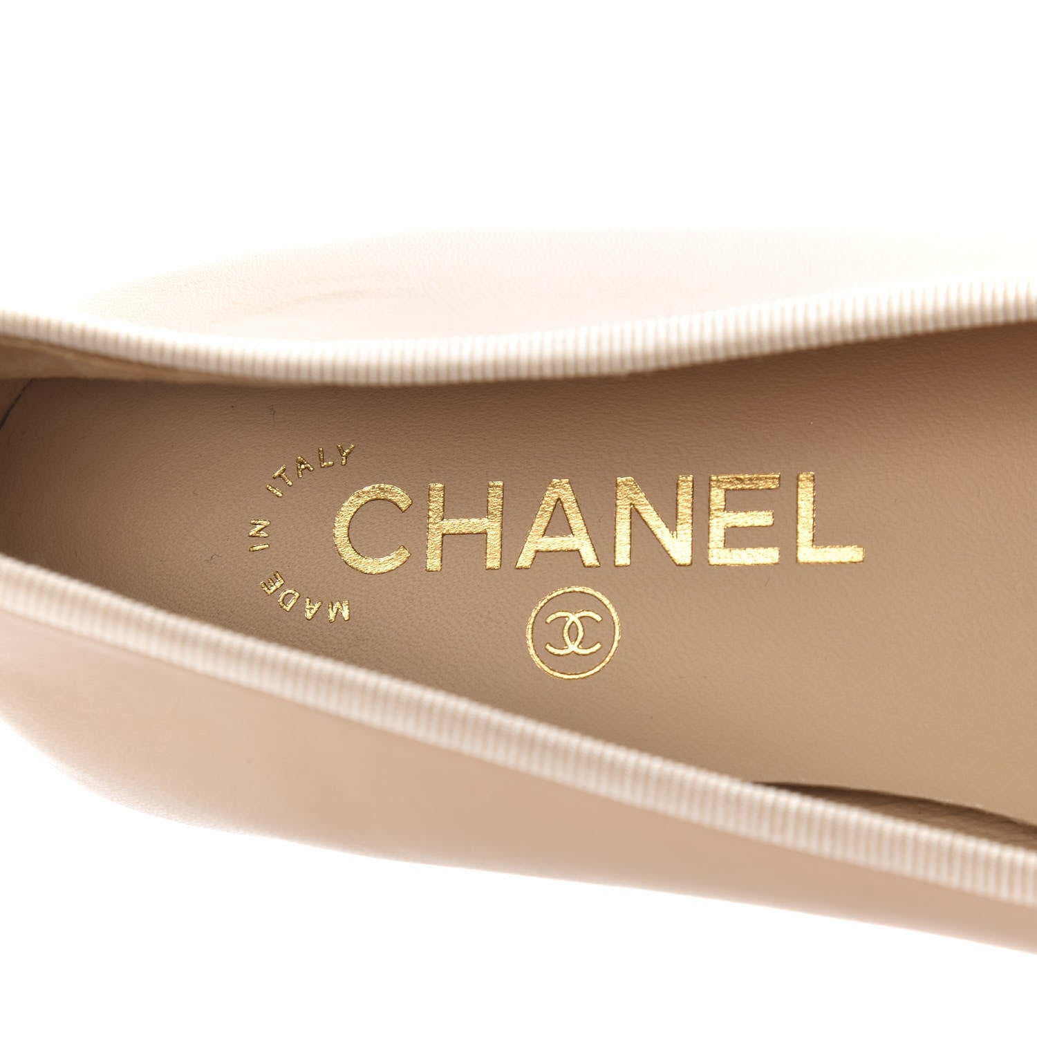 Chanel Lambskin Cap Toe CC Ballerina Flats 40 Beige Black 7 of 9