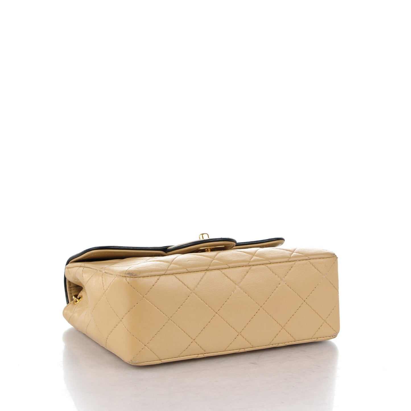 Lambskin Quilted Mini Square Flap Beige