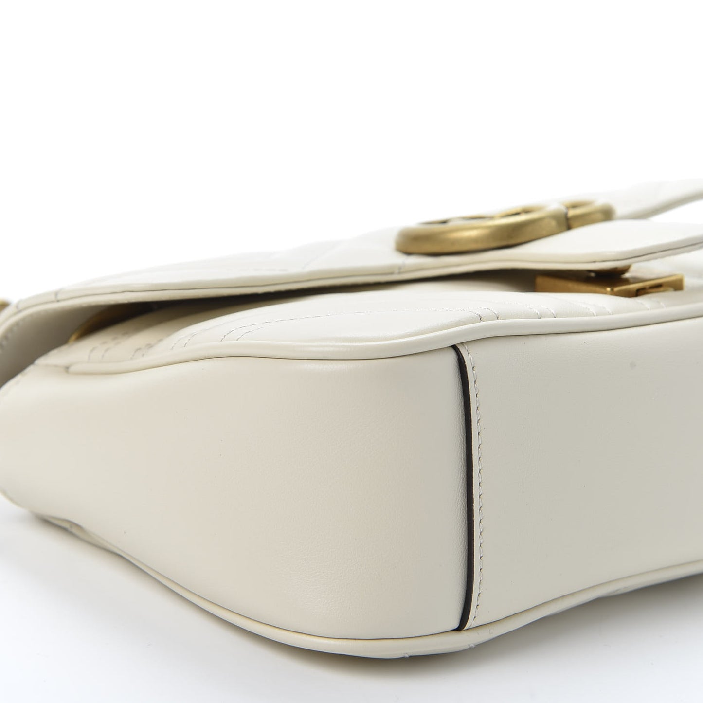 Calfskin Matelasse Mini GG Marmont Shoulder Bag White