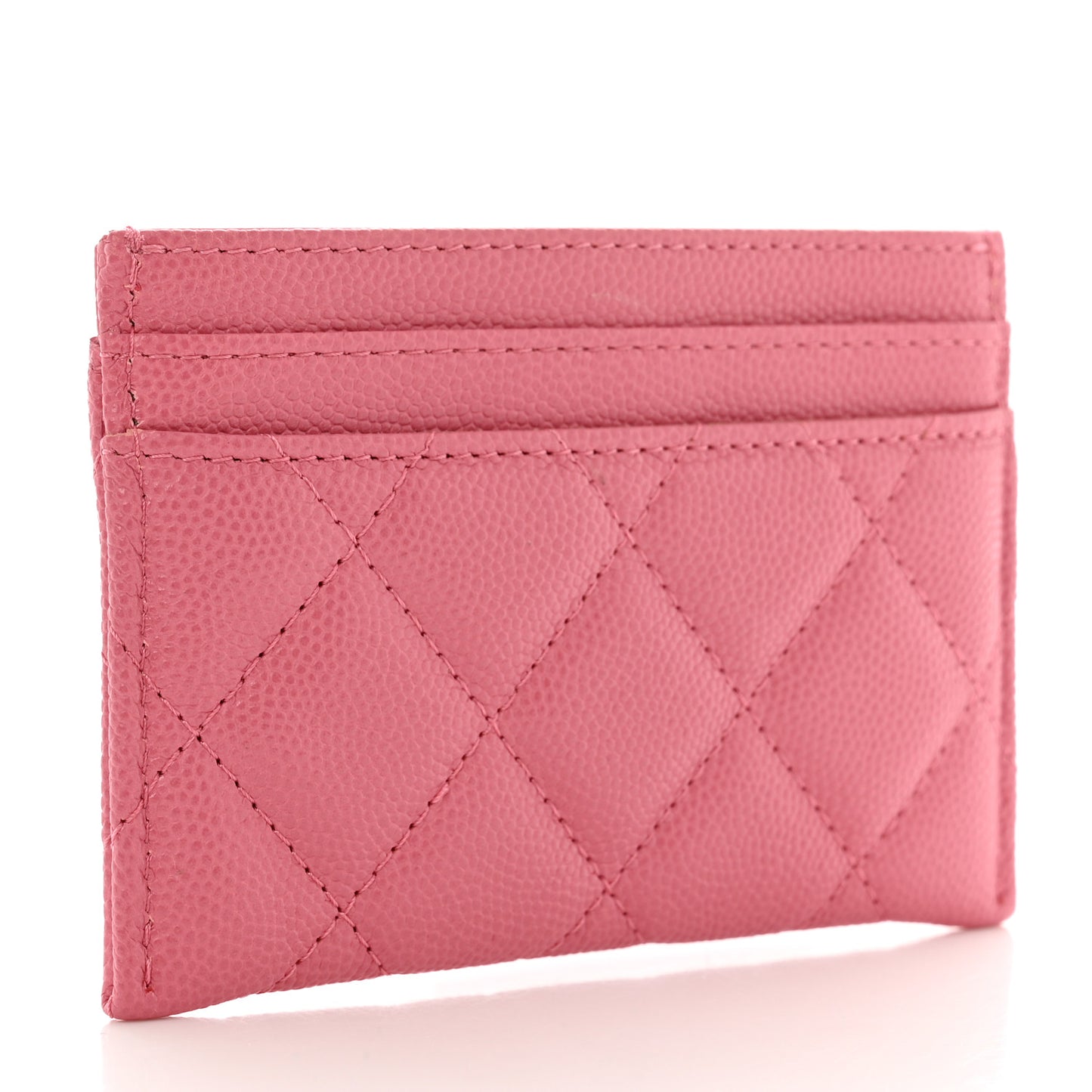 Caviar Quilted Textured CC Card Holder Pink
