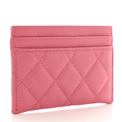 Chanel Caviar Quilted Textured CC Card Holder Pink 3 of 9
