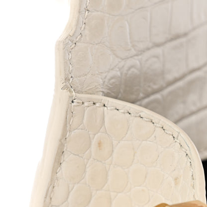 Saint Laurent Crocodile Embossed Mini Classic Monogram Cassandra Top Handle Crema Soft 12 of 17