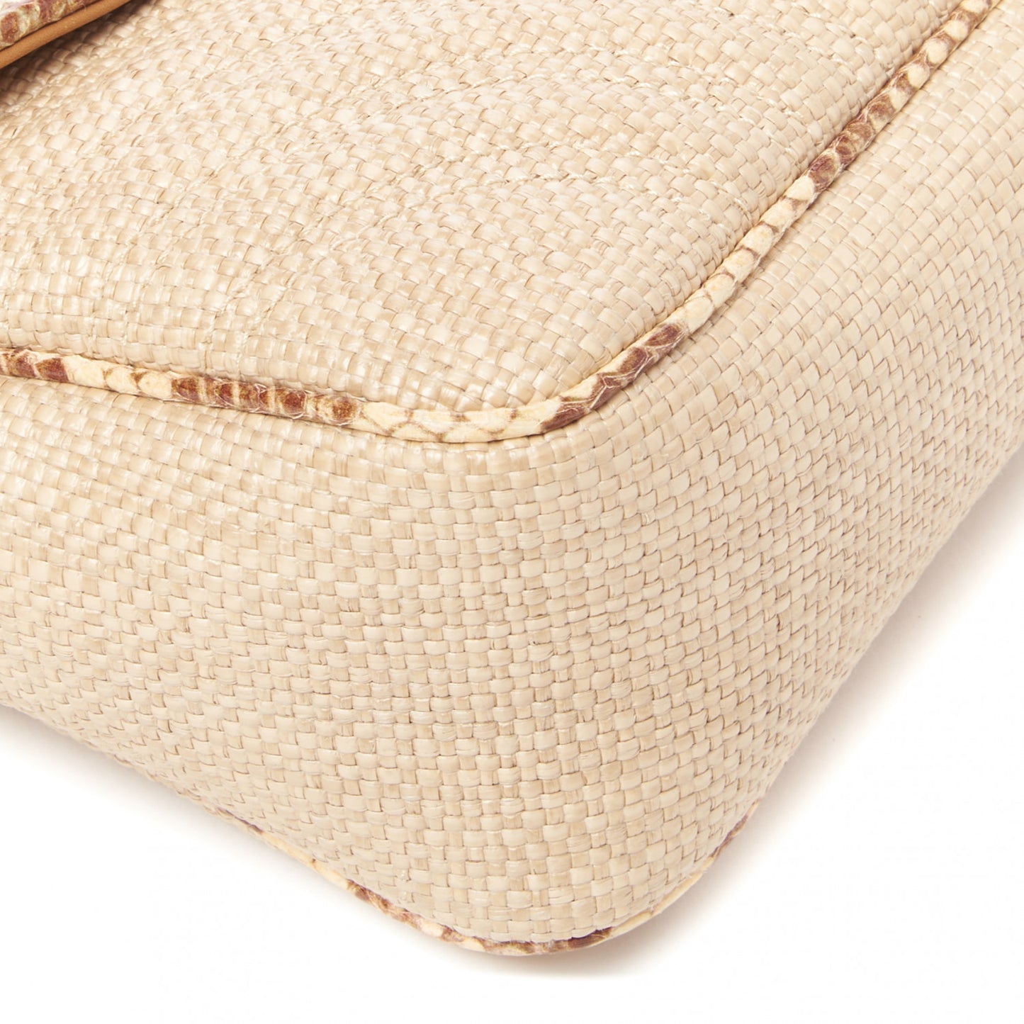 Raffia Elaphe Matelasse Small GG Marmont Shoulder Bag Natural Cream Brown