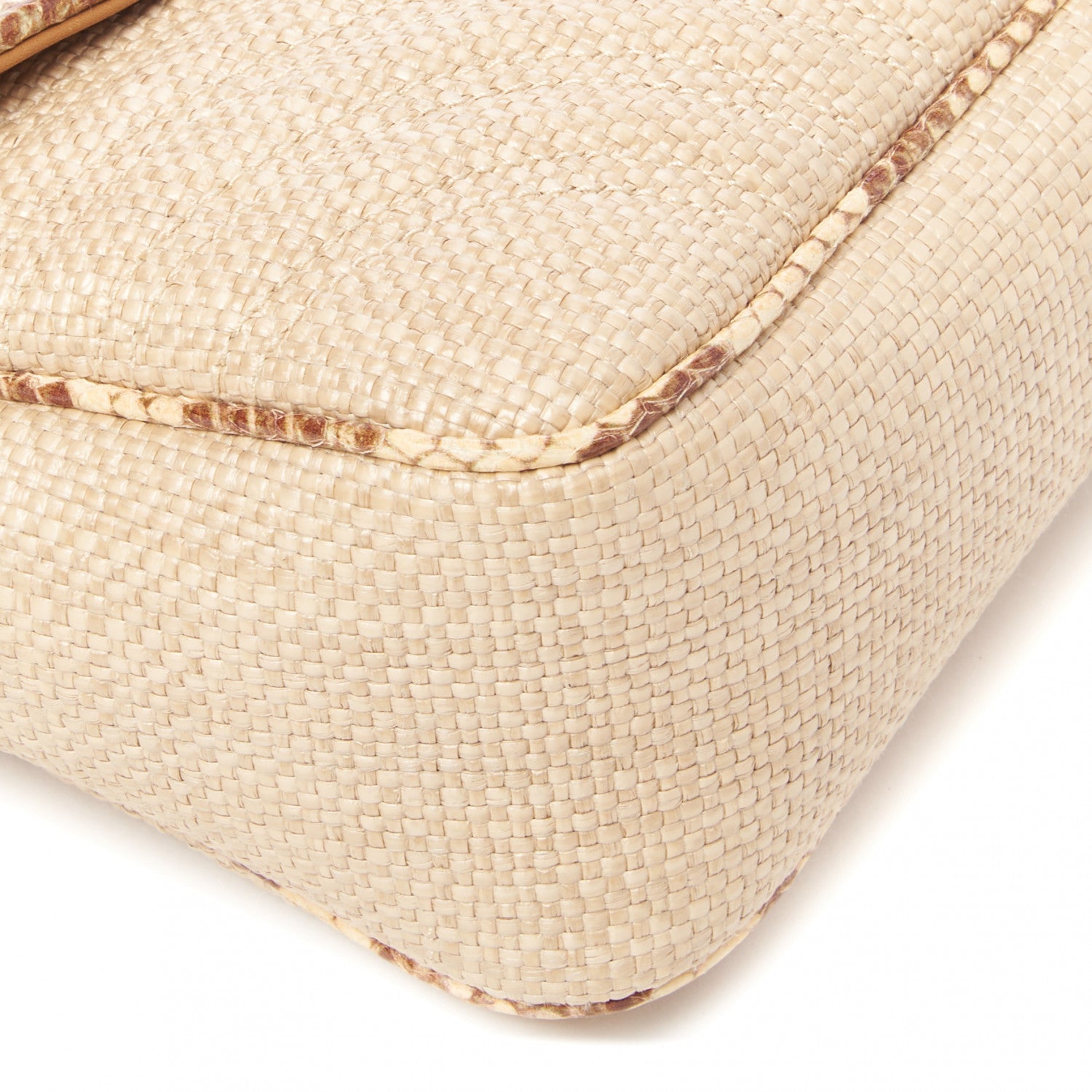 Gucci Raffia Elaphe Matelasse Small GG Marmont Shoulder Bag Natural Cream Brown 6 of 8