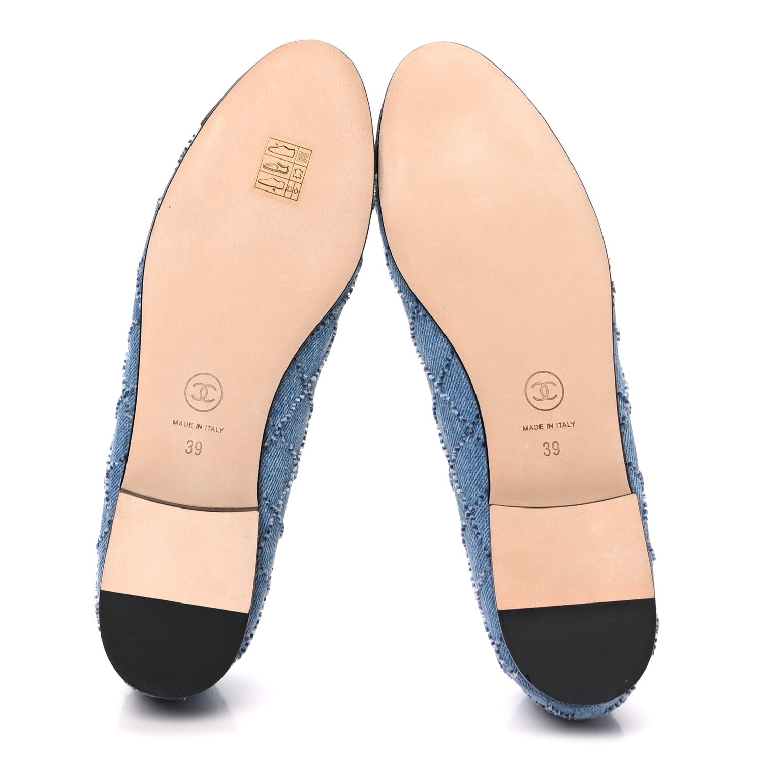 Chanel Denim Embroidered Grosgrain CC Cap Toe Ballerina Flats 39 Blue Black 6 of 10