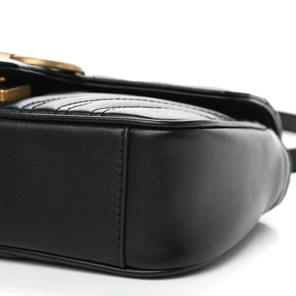 Gucci Calfskin Matelasse Mini GG Marmont Shoulder Bag Black 7 of 9