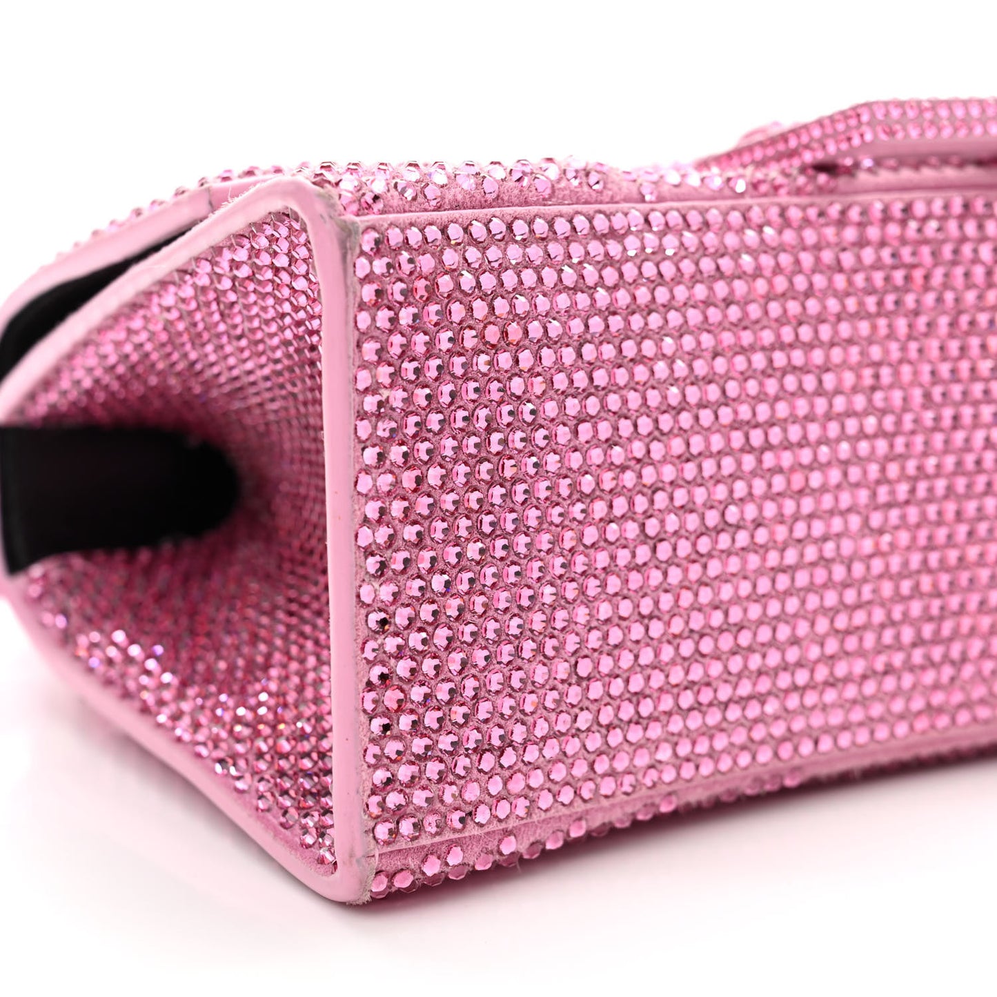 Strass Suede Hourglass Top Handle Bag XS Pink