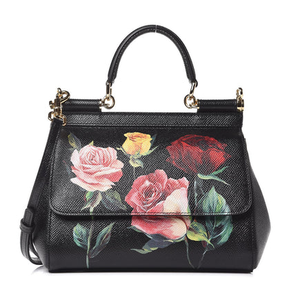 Dolce & Gabbana Dauphine Roses Print Small Miss Sicily Satchel Black 1 of 9