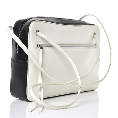 Celine Nappa Calfskin Bi-Color Medium Side Lock Shoulder Bag White 3 of 9