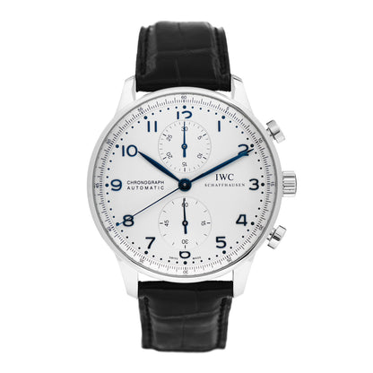 IWC Stainless Steel Alligator 41mm Portuguese Chronograph Automatic Watch IW371446 1 of 5