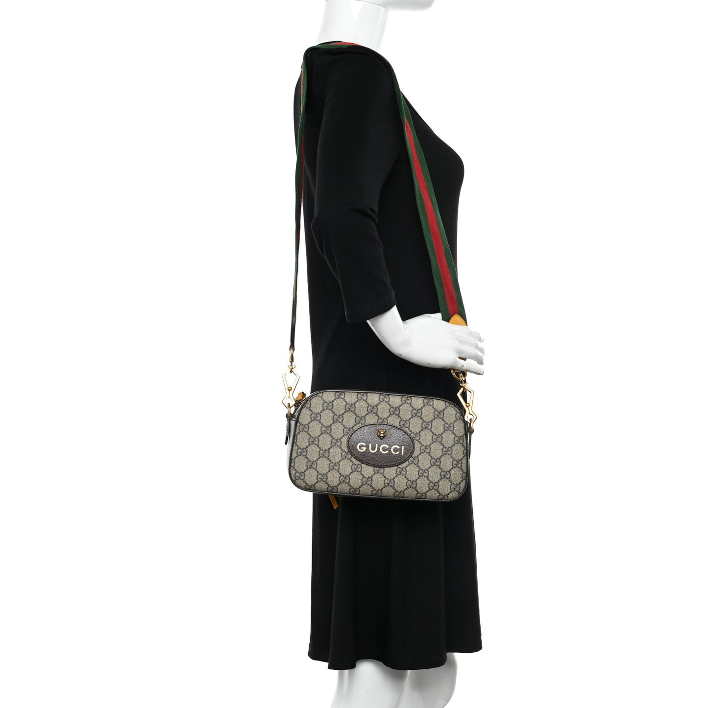 GG Supreme Monogram Web Neo Vintage Shoulder Bag Beige New Acero Crop