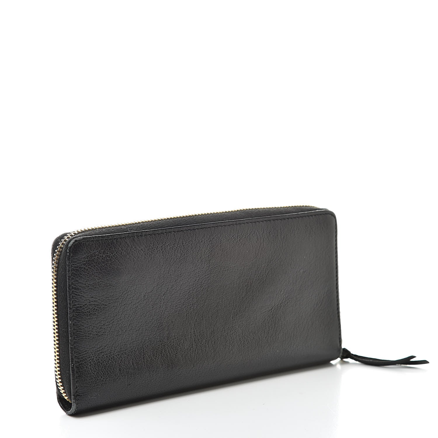 Balenciaga Chevre Gold Metallic Edge Hardware Zip Around Wallet Black 3 of 18