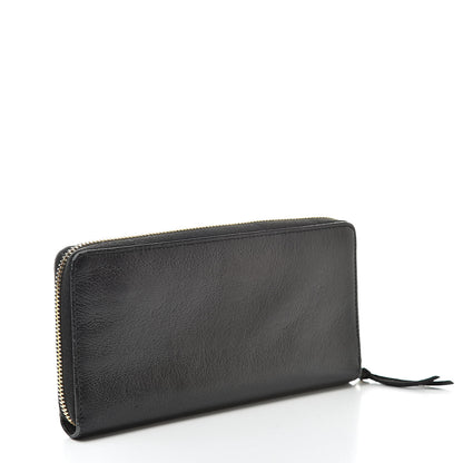Balenciaga Chevre Gold Metallic Edge Hardware Zip Around Wallet Black 3 of 18