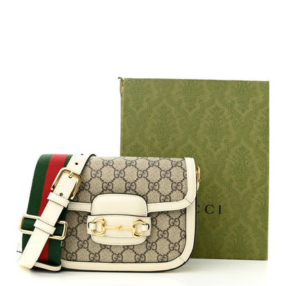 Gucci GG Supreme Monogram Web Mini Horsebit 1955 Shoulder Bag Beige Mystic White 13 of 13
