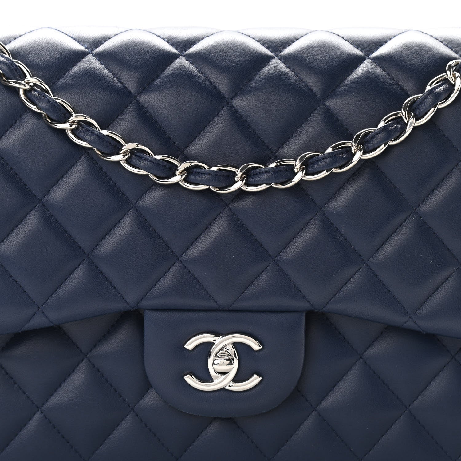 Chanel Lambskin Quilted Jumbo Double Flap Navy Blue 8 of 11