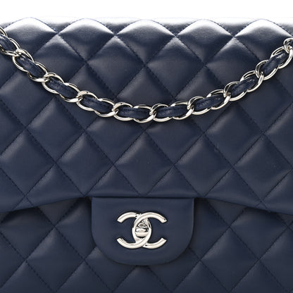 Chanel Lambskin Quilted Jumbo Double Flap Navy Blue 8 of 11