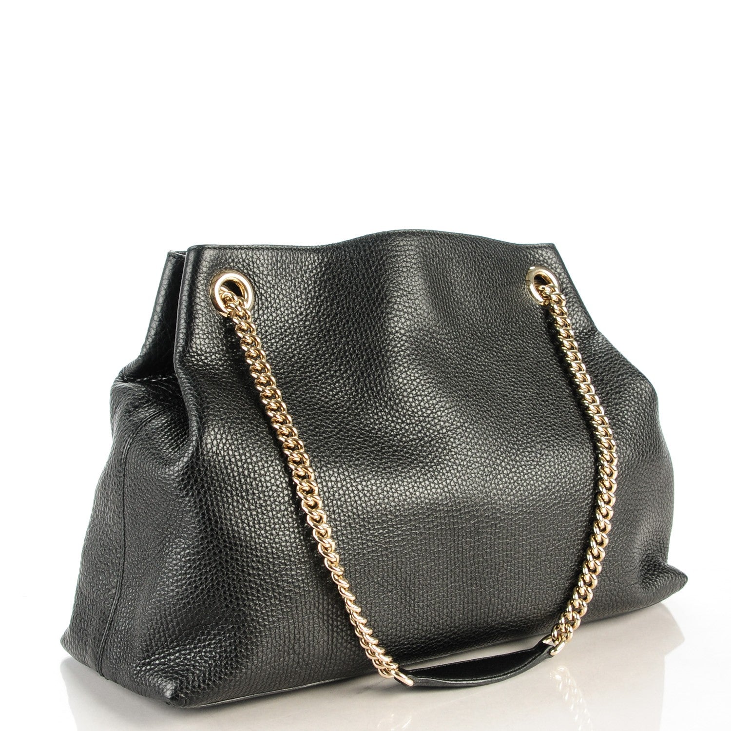 Gucci Pebbled Calfskin Medium Soho Chain Shoulder Bag Black 3 of 7