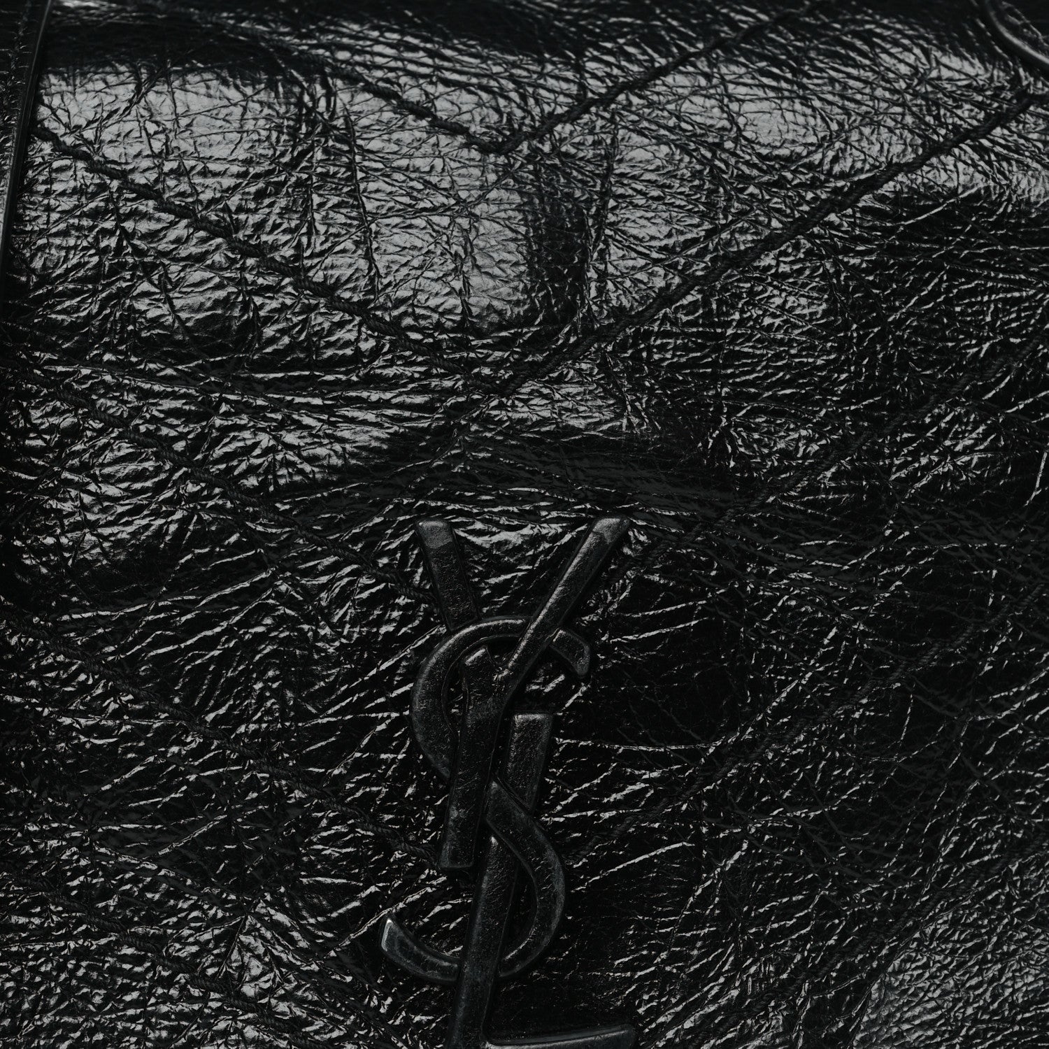 Saint Laurent Crinkled Calfskin Matelasse Monogram Niki Chain Wallet Black 8 of 13