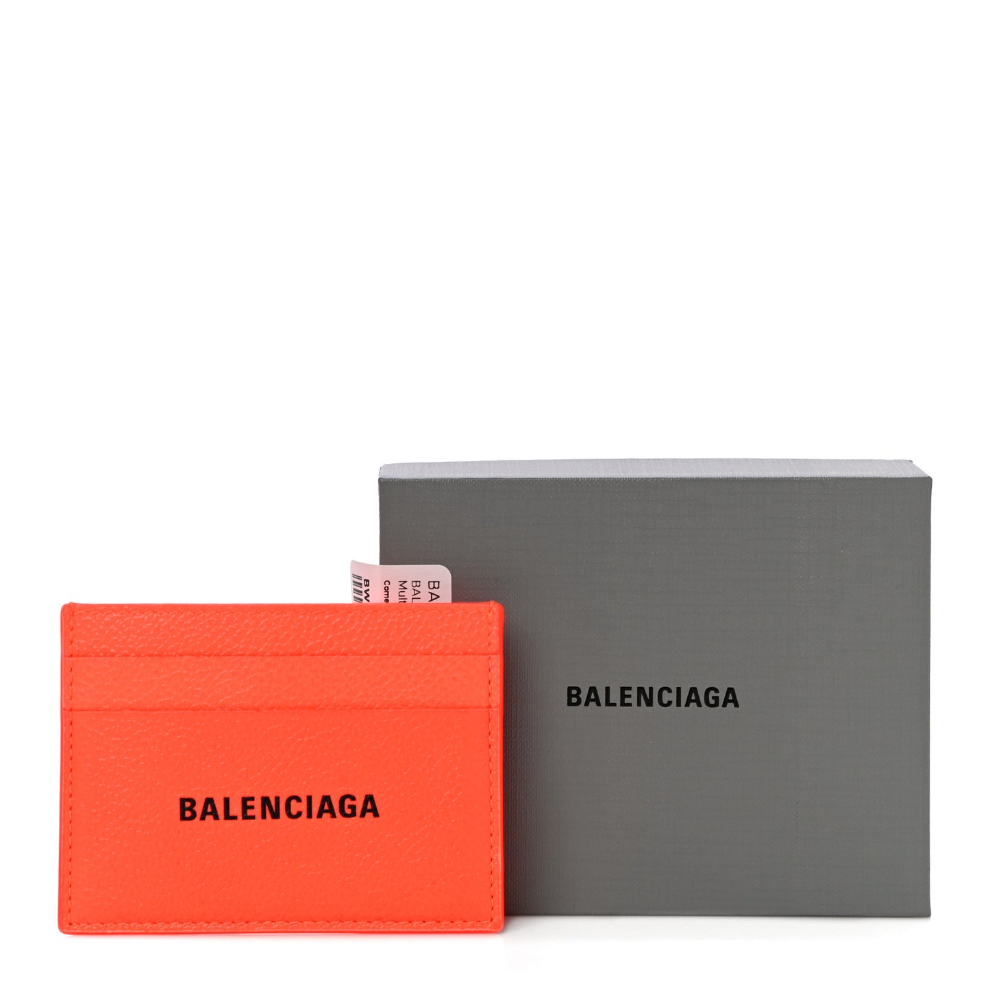 Grained Calfskin Logo Cash Card Holder Orange Black
