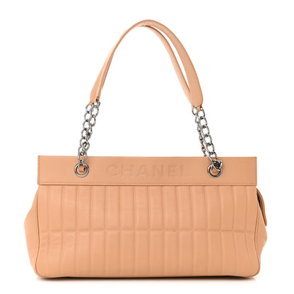 Chanel Calfskin Vertical Quilted Lax East West Shoulder Bag Beige 1 of 17