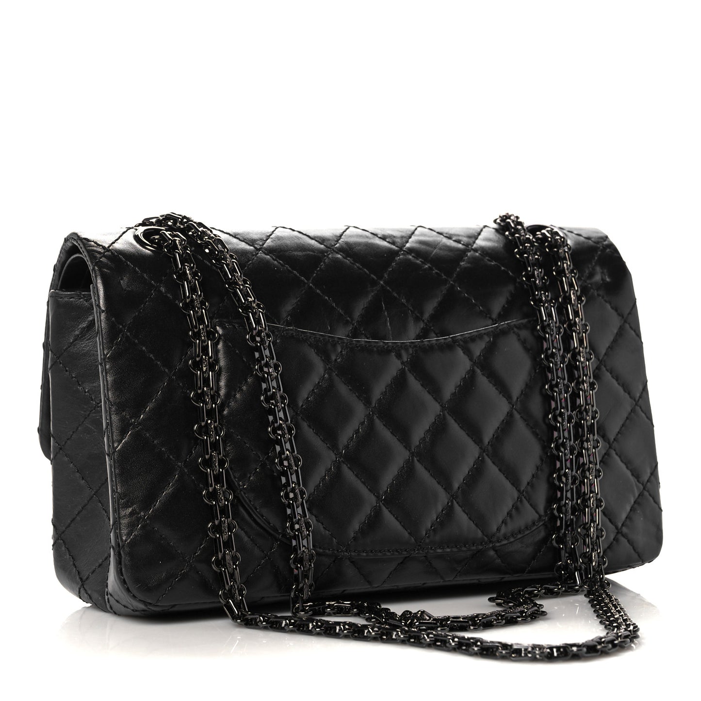 Aged Calfskin Quilted 2.55 Reissue 225 Flap So Black