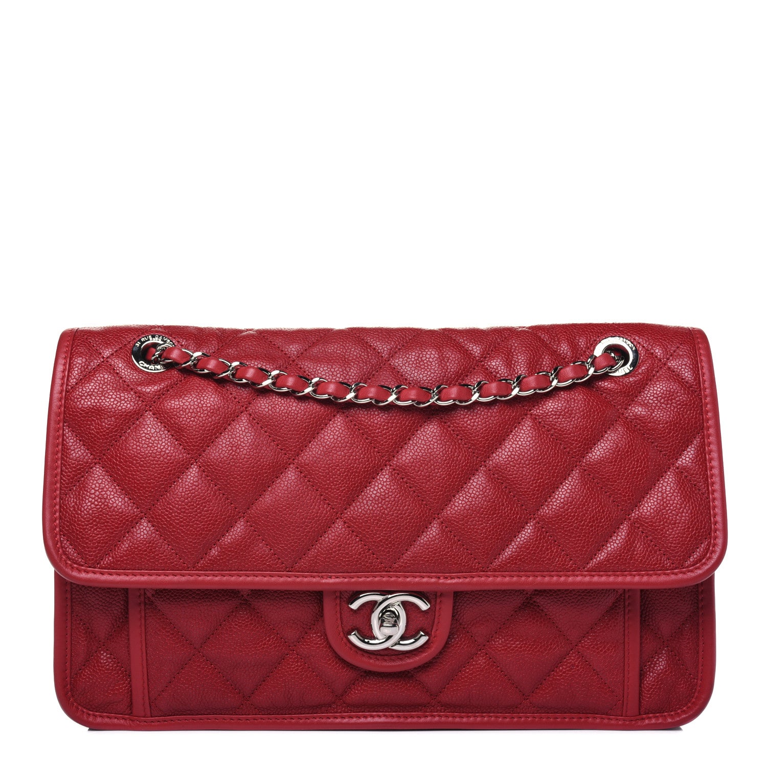 Chanel Caviar Quilted Large French Riviera Flap Red 1 of 16