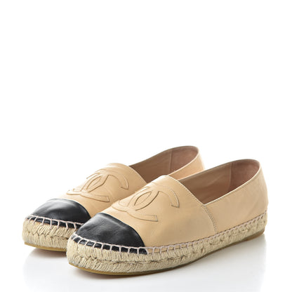 Chanel Lambskin CC Espadrilles 38 Beige Black 3 of 12