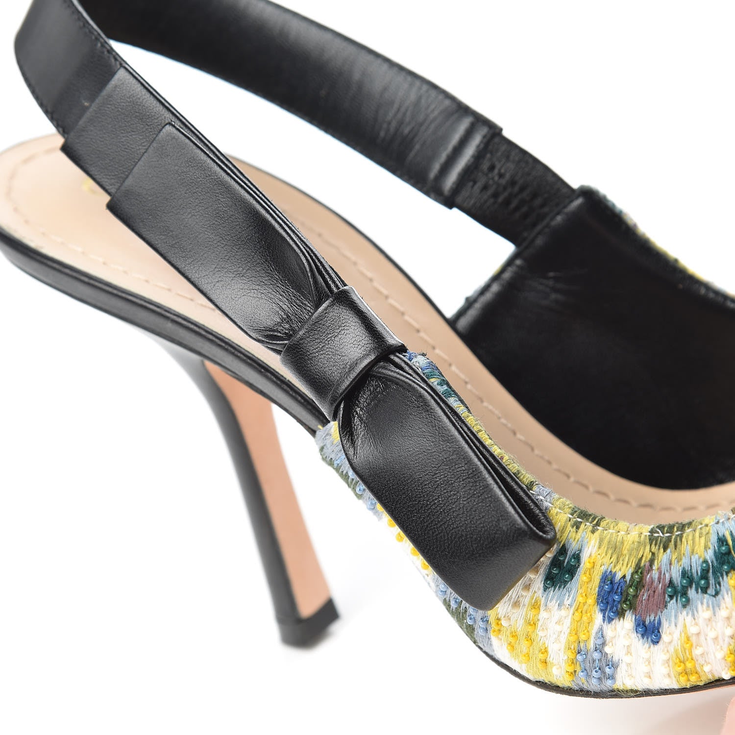 Christian Dior Lambskin Embroidered KaleiDiorscope Sweet-D Slingback Pumps 39 Dusty Jade 12 of 13