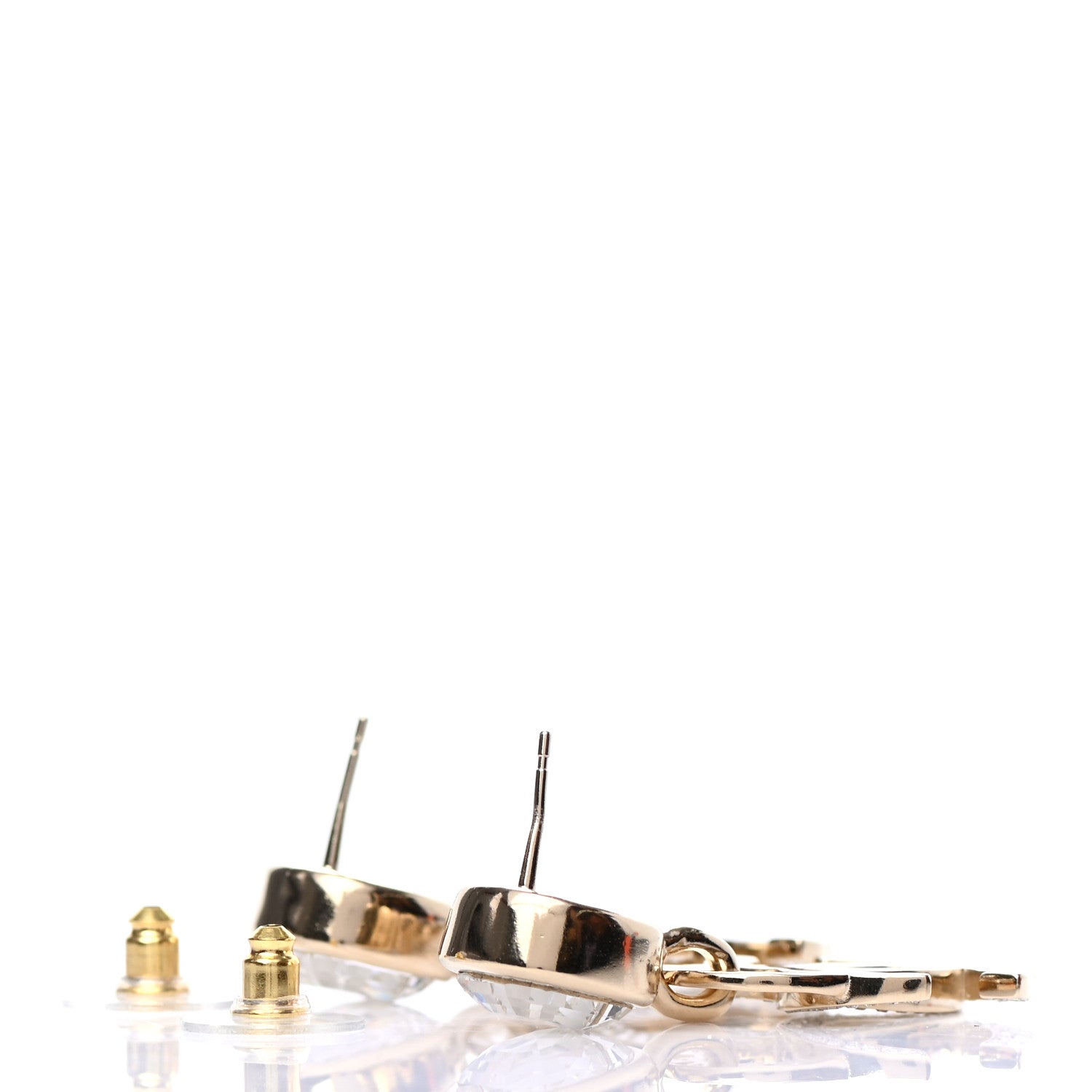 Chanel Crystal CC Drop Logo Earrings Gold 3 of 4