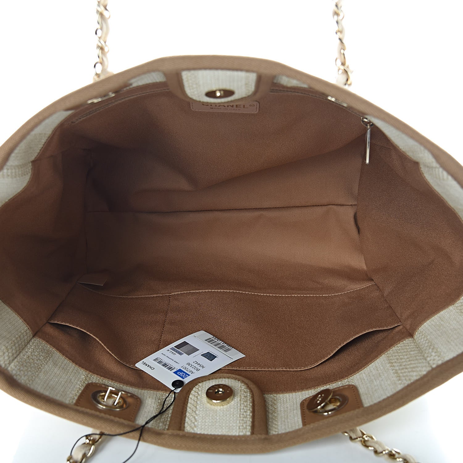 Chanel Straw Raffia Calfskin Striped Small Deauville Tote Beige 5 of 11