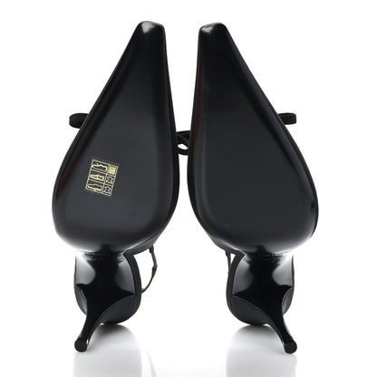 Saint Laurent Crepe De Chine Crystal Bow Slingback Pumps 40 Black 5 of 9