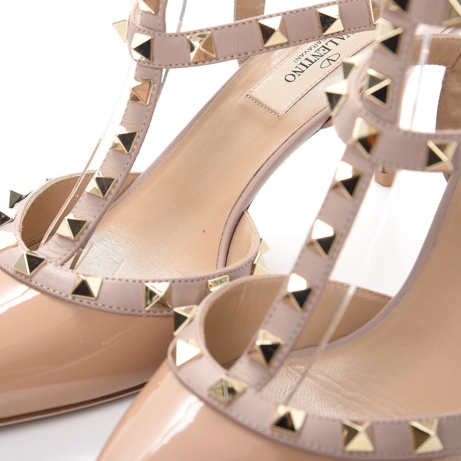 Valentino Garavani Patent Nappa Rockstud Ankle Strap 65mm Pumps 37.5 Soft Noisette Poudre 11 of 13