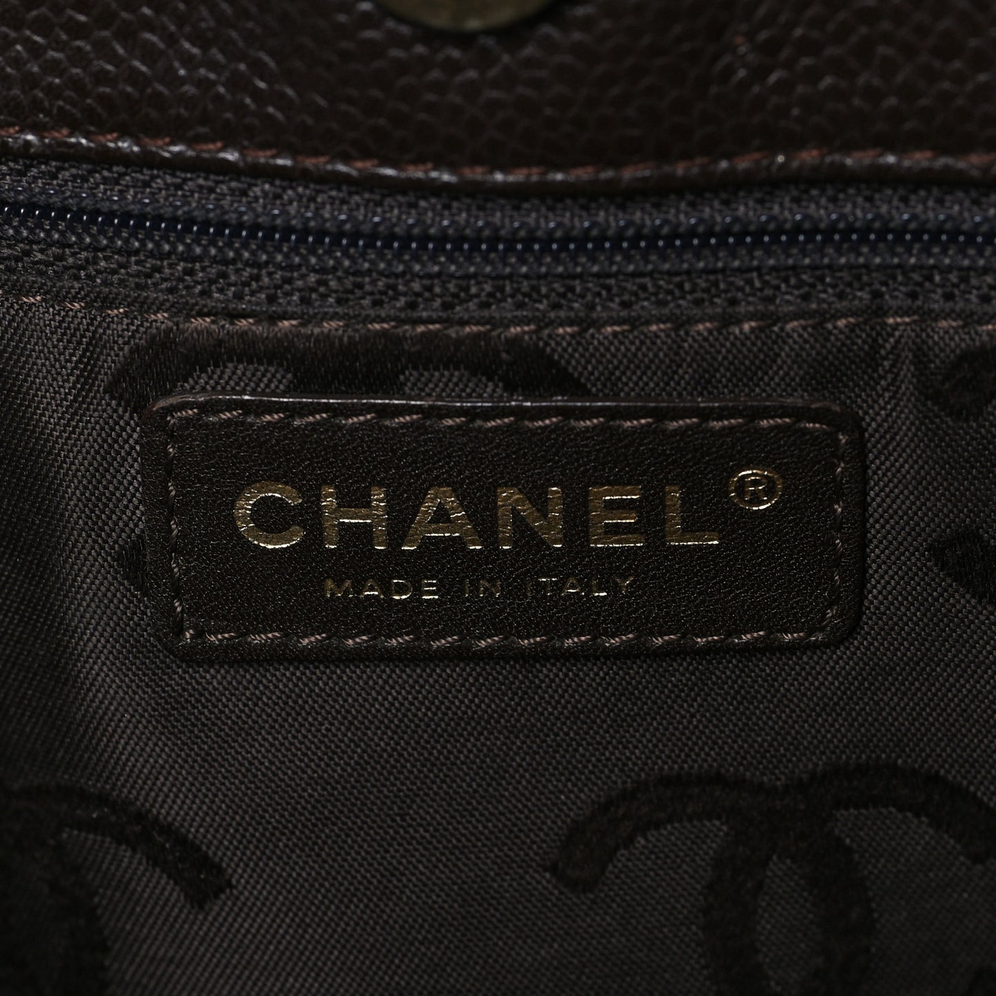 Caviar Quilted Shopping Tote Dark Brown