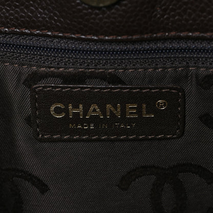 Chanel Caviar Quilted Shopping Tote Dark Brown 6 of 10