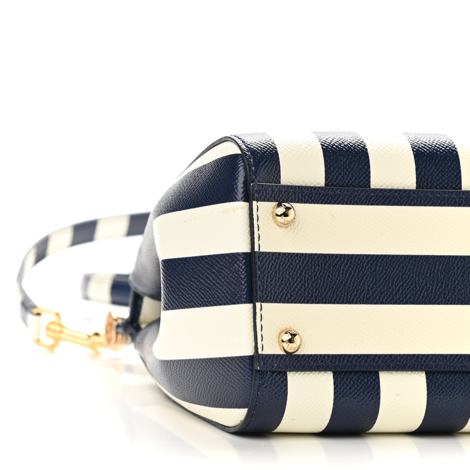 Dolce & Gabbana Dauphine Embroidered Striped Print Medium Miss Sicily Satchel White 8 of 9