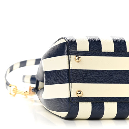 Dolce & Gabbana Dauphine Embroidered Striped Print Medium Miss Sicily Satchel White 8 of 9