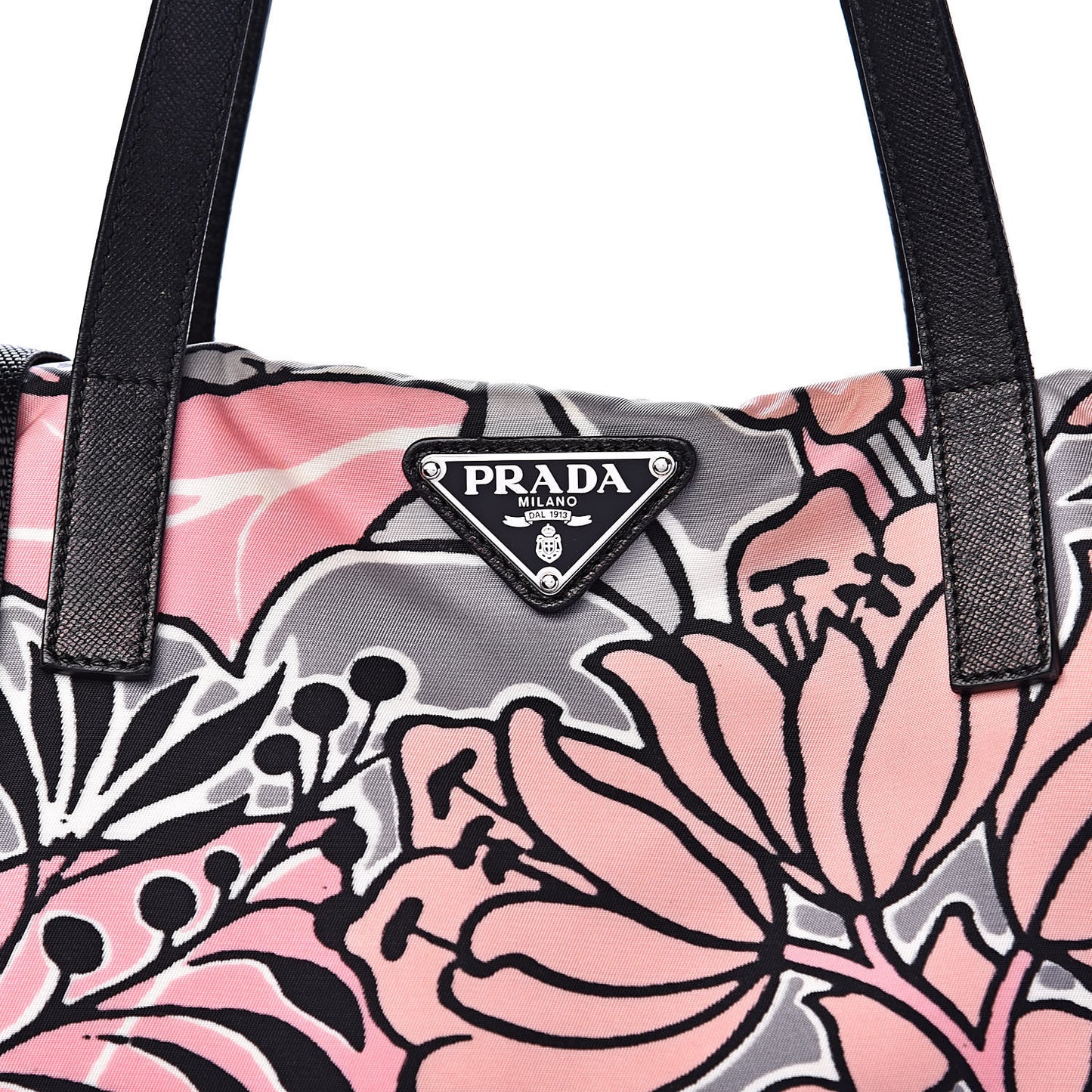 Tessuto Nylon Saffiano Floral Print Tote Peonia