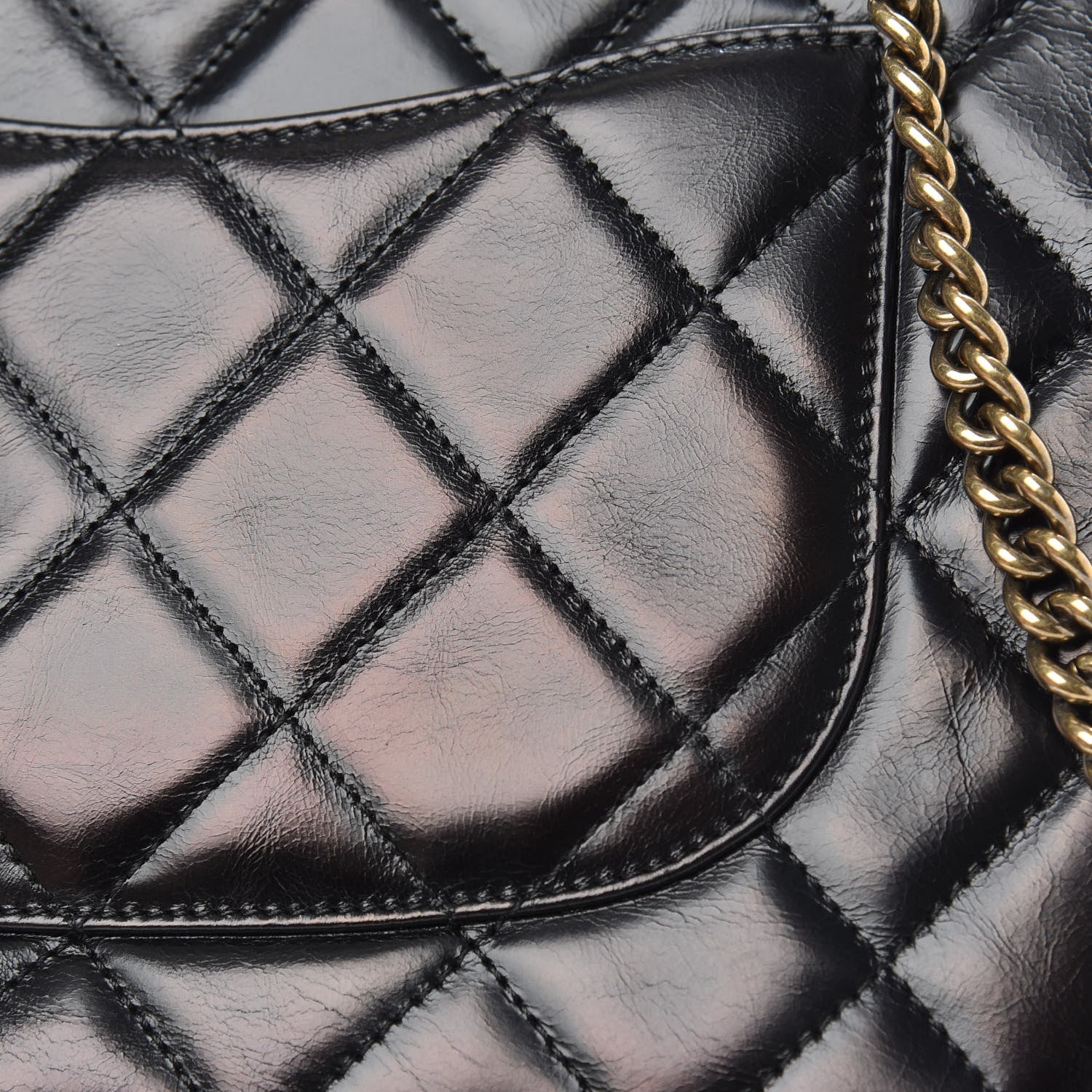 Chanel Glazed Calfskin Quilted Medium Gold Bar Top Handle Flap Black 11 of 12