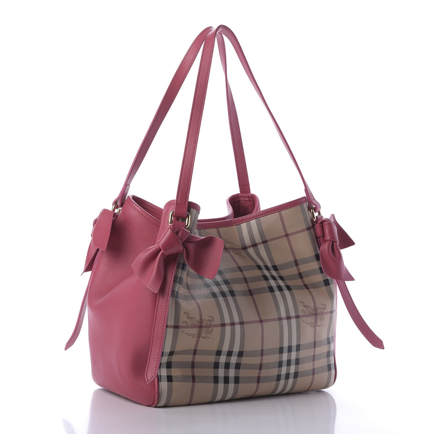 Burberry Haymarket Check Bow Canterbury Tote Pink 3 of 9