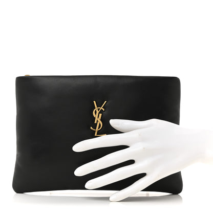 Saint Laurent Lambskin Small Calypso Pouch Black 2 of 8