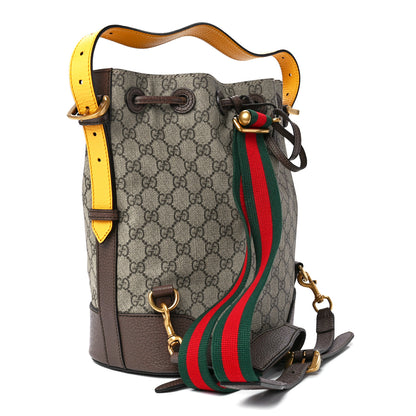 Gucci GG Supreme Monogram Neo Vintage Drawstring Bucket Backpack Beige New Acero Crop 3 of 12