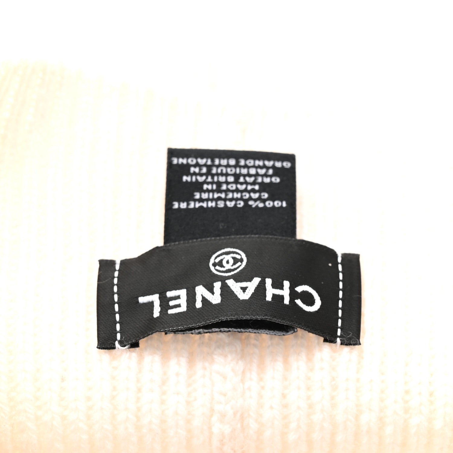 Chanel Cashmere Logo Beanie Hat White Grey 5 of 5
