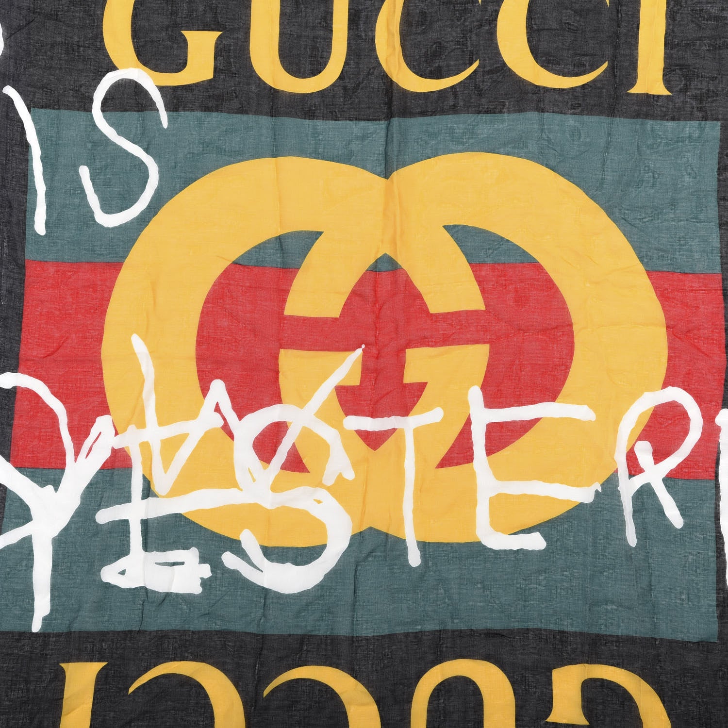 Gucci Modal Silk Coco Capitan Logo Square Scarf Black 2 of 4