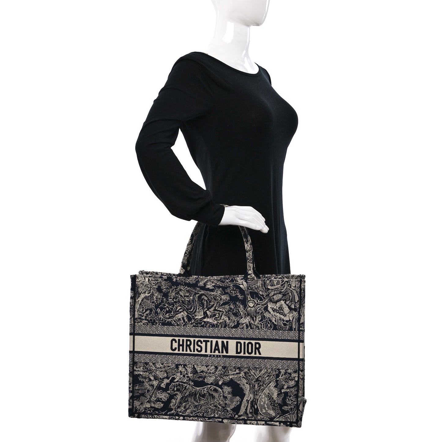 Canvas Embroidered Large Dioriviera Toile De Jouy Reverse Book Tote Blue