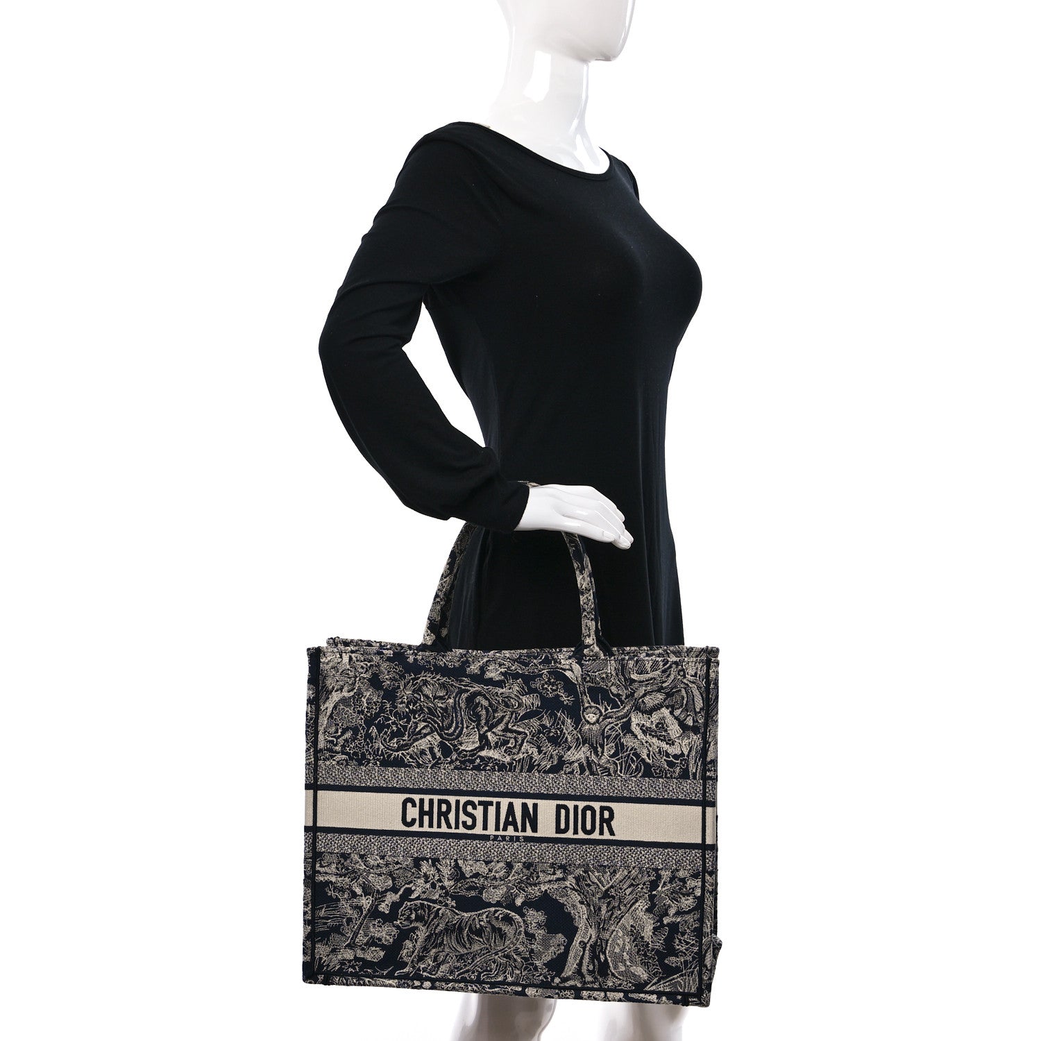 Christian Dior Canvas Embroidered Large Dioriviera Toile De Jouy Reverse Book Tote Blue 2 of 9