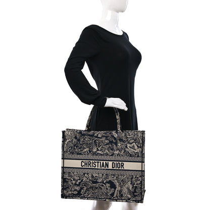 Christian Dior Canvas Embroidered Large Dioriviera Toile De Jouy Reverse Book Tote Blue 2 of 9