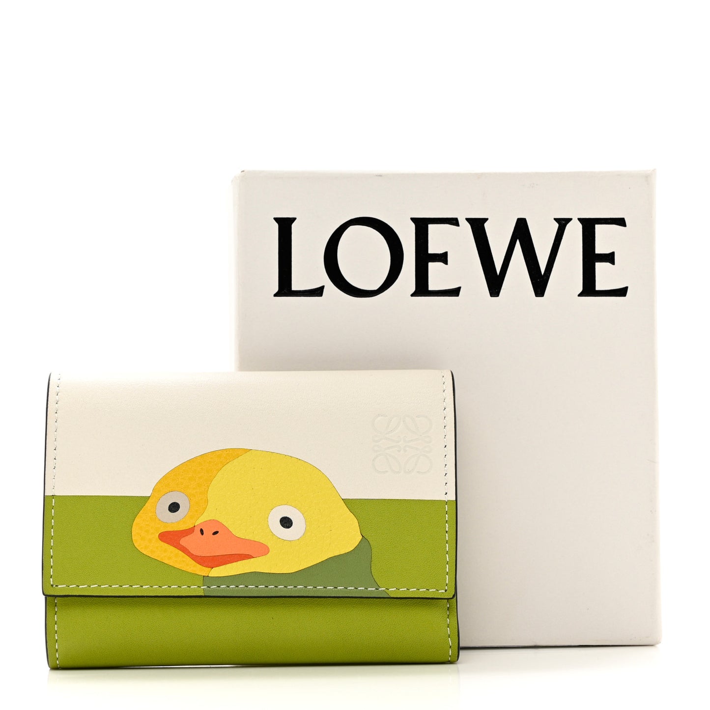 X SPIRITED AWAY Calfskin Otori-Sama Small Vertical Wallet Soft White Lemon Zest