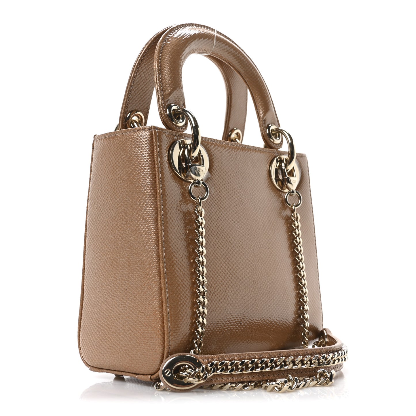 Metallic Lizard Mini Lady Dior Beige