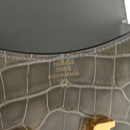 Hermes Shiny Alligator Constance Slim Wallet Gris Ciment 7 of 8