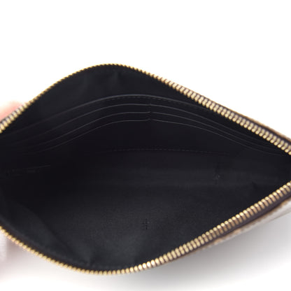 Fendi Glazed Fabric Vitello Century FF 1974 Stamp Patch Small FFreedom Flat Pouch Mogano Panna Black 5 of 6